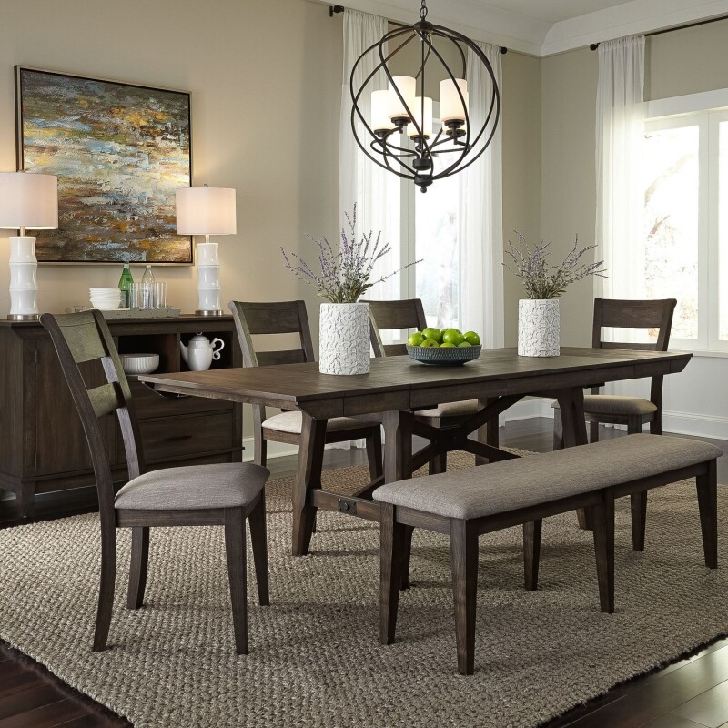 Double Bridge Trestle Table Set 152CDTRS