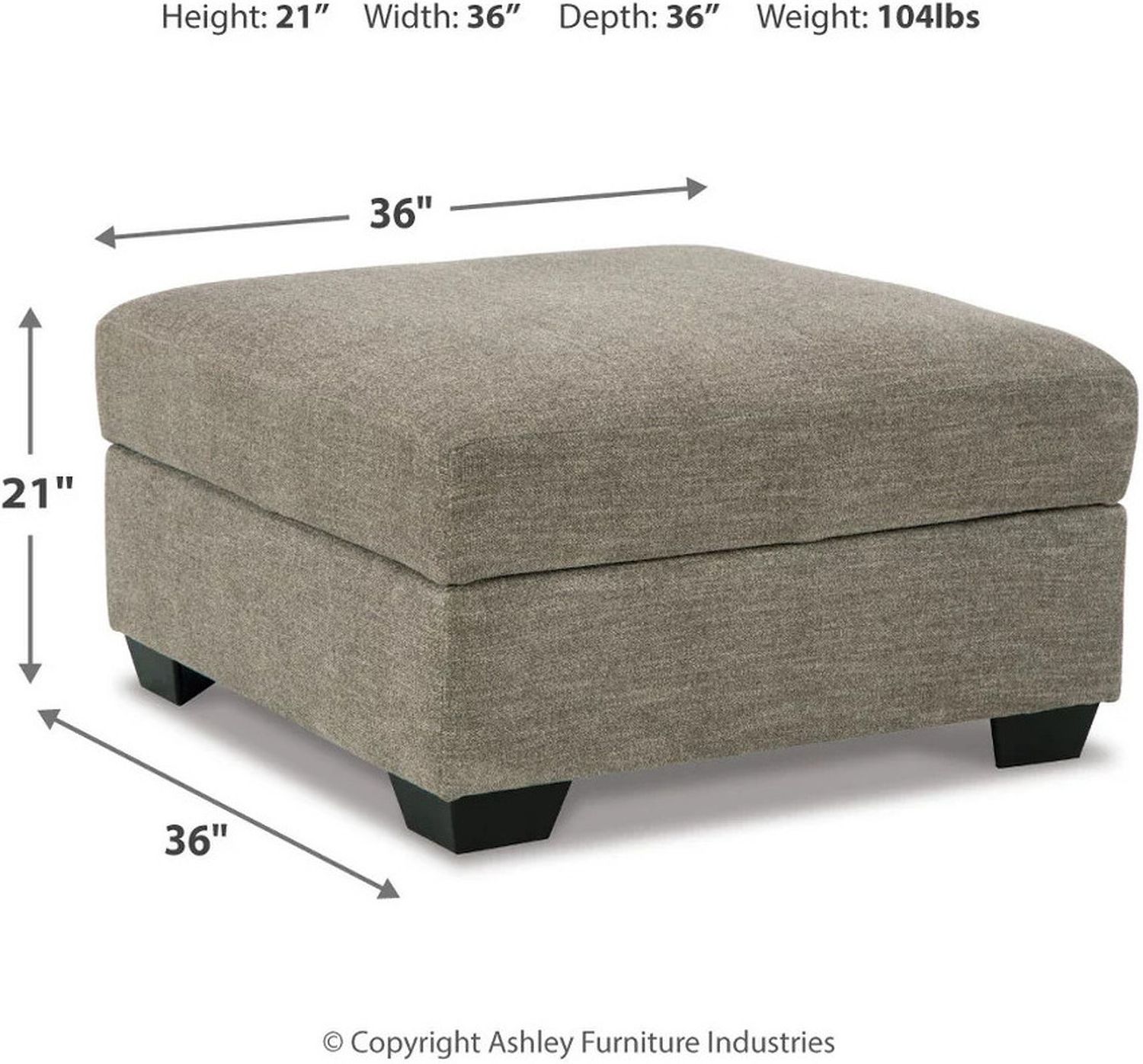 Creswell Ottoman With Storage In Stone 1530511