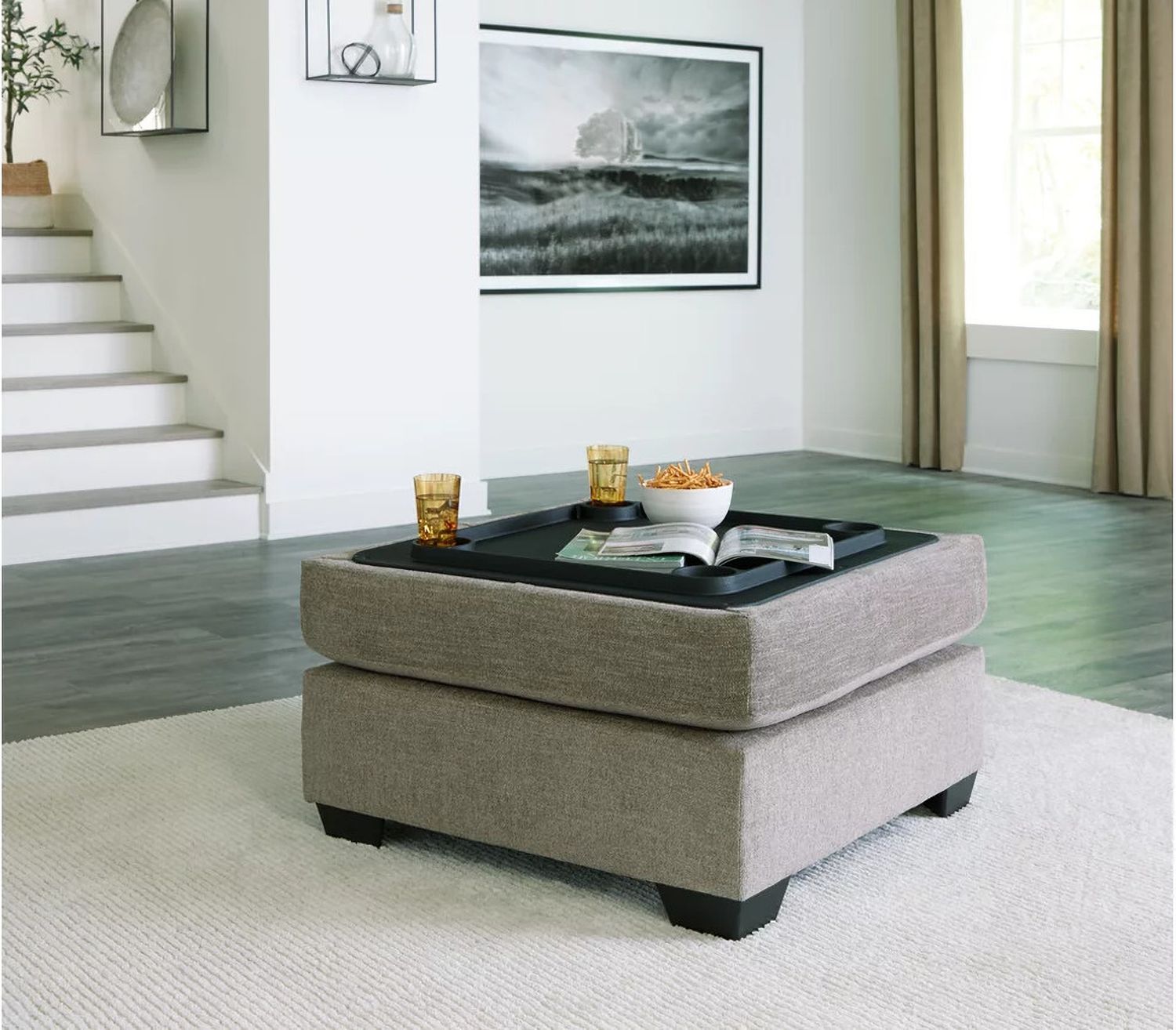 Creswell Ottoman With Storage In Stone 1530511