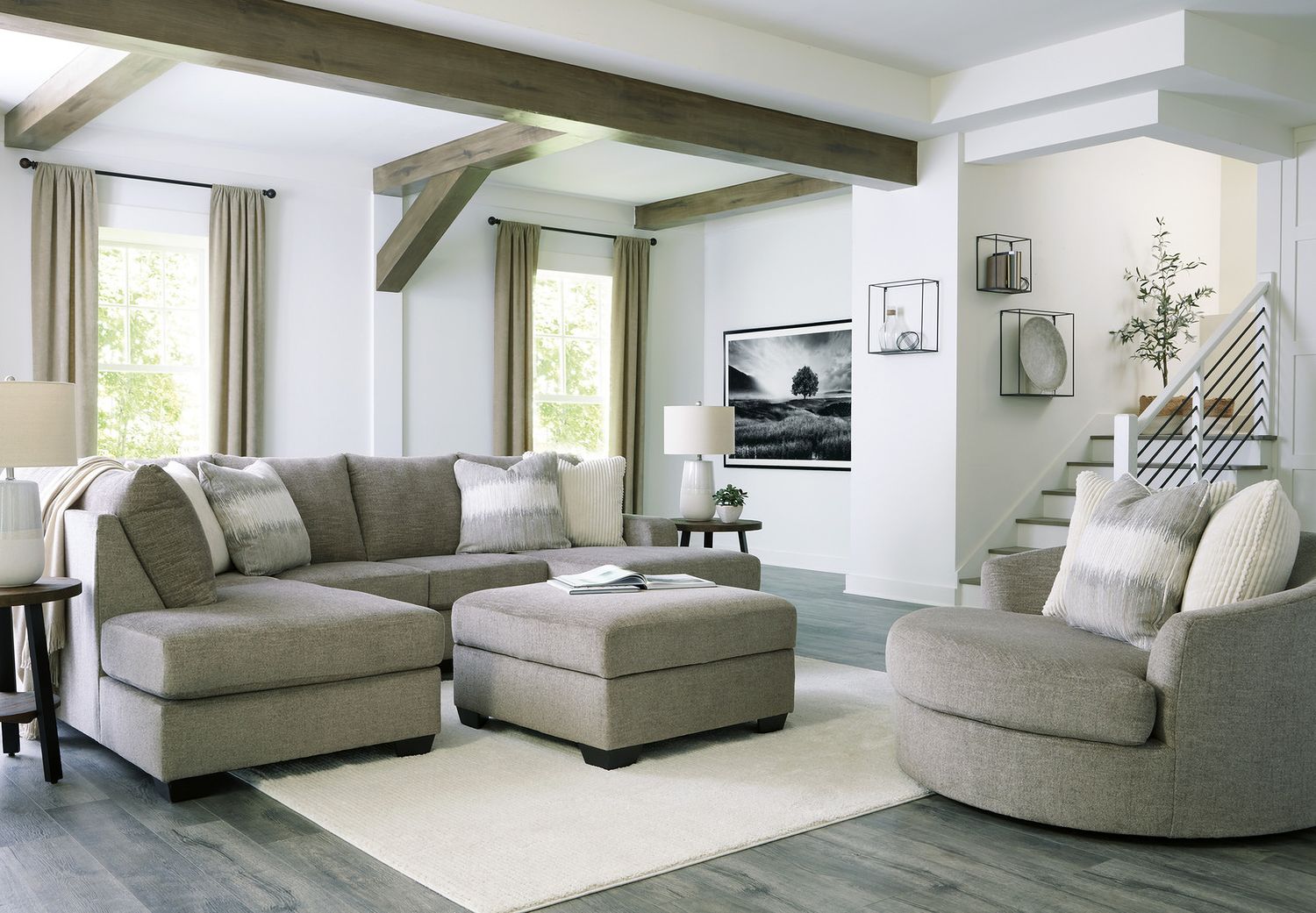 Creswell Ottoman With Storage In Stone 1530511