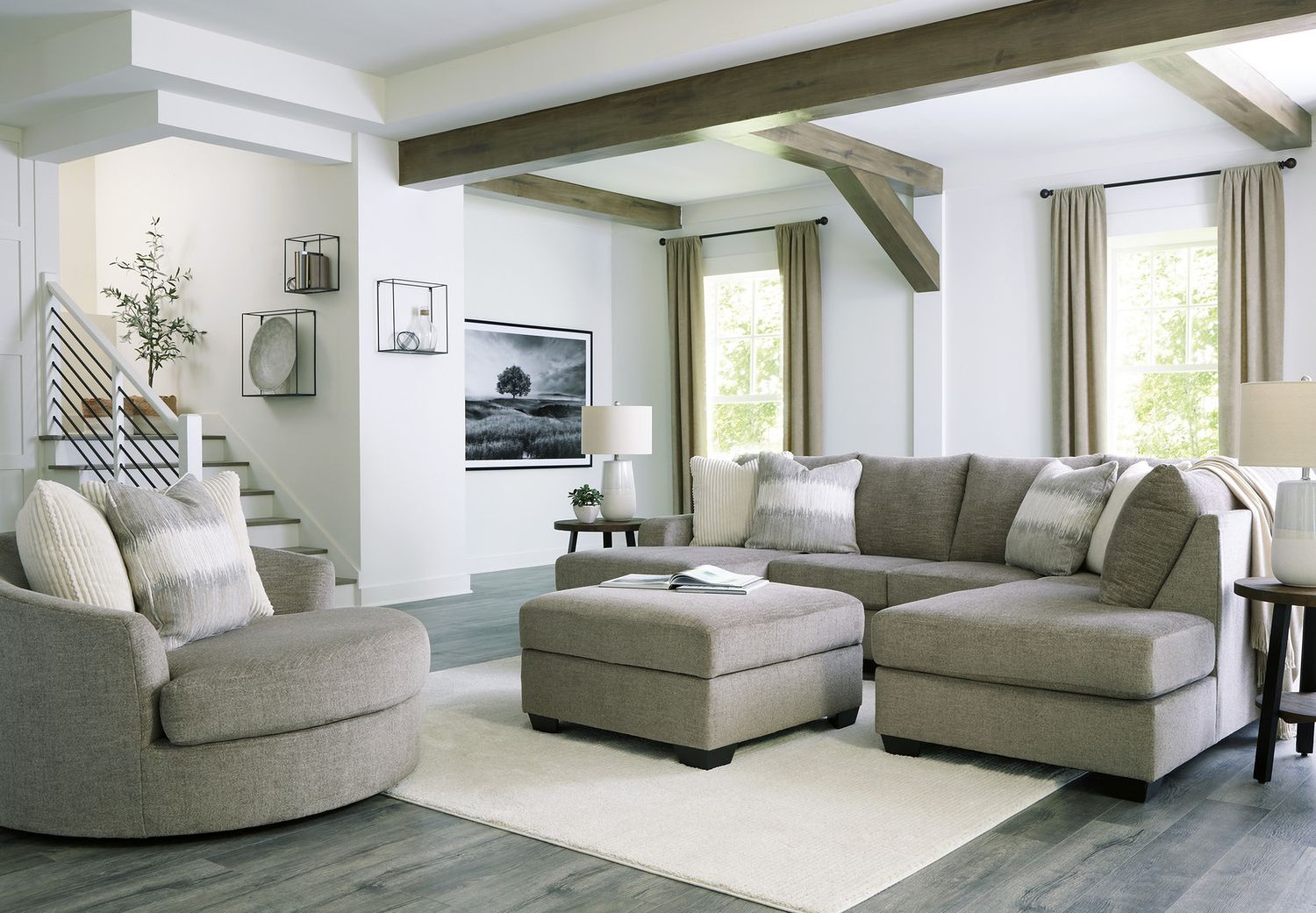 Creswell Ottoman With Storage In Stone 1530511