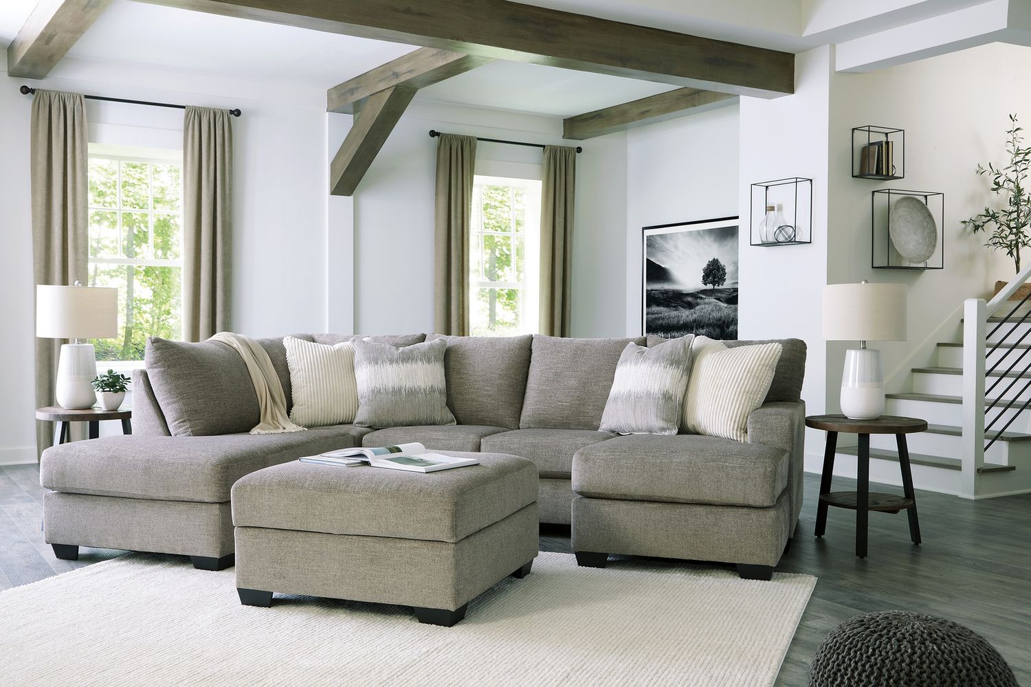 Creswell Ottoman With Storage In Stone 1530511