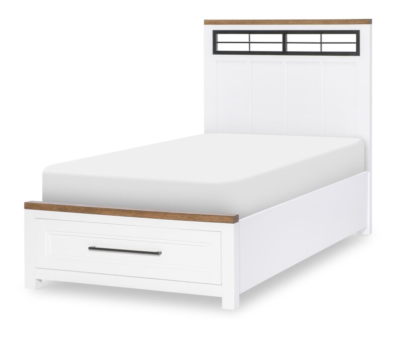 1568 Dutton LK Complete Metalwork Panel Bed W. Storage Footboard, Twin 3/3 15684203K