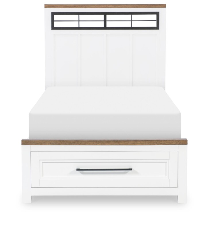 1568 Dutton LK Complete Metalwork Panel Bed W. Storage Footboard, Twin 3/3 15684203K