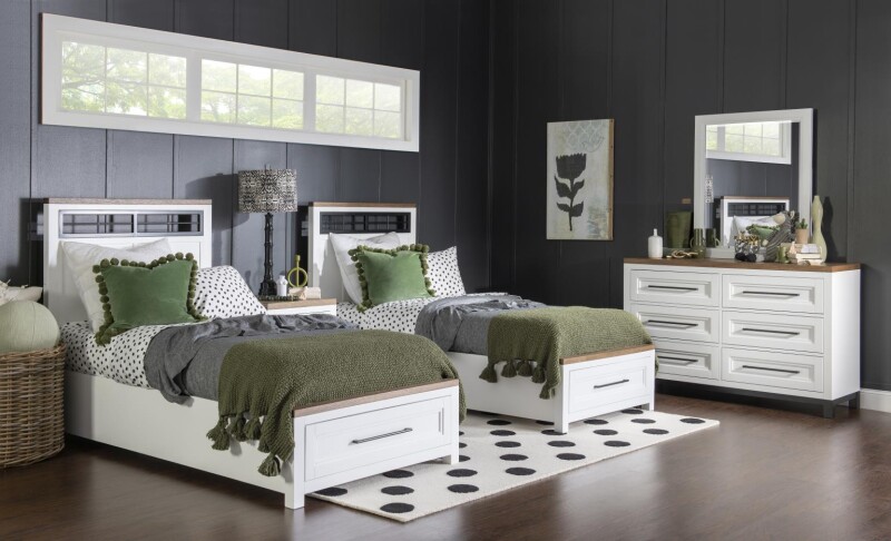 1568 Dutton LK Complete Metalwork Panel Bed W. Storage Footboard, Twin 3/3 15684203K