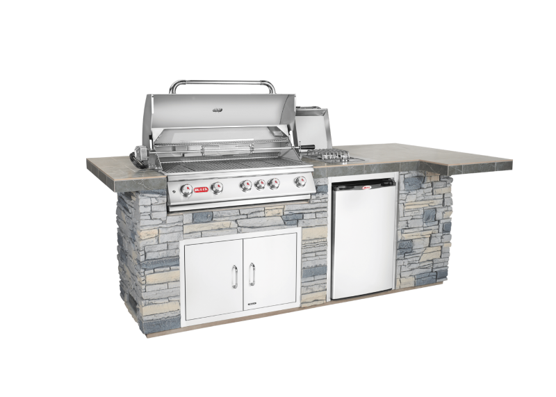 BBQ Outdoor Kitchen with Faux Rock and Brahma Grill head 15763