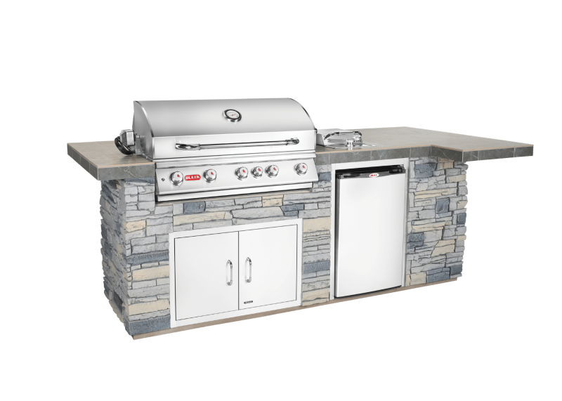BBQ Outdoor Kitchen with Faux Rock and Brahma Grill head 15763