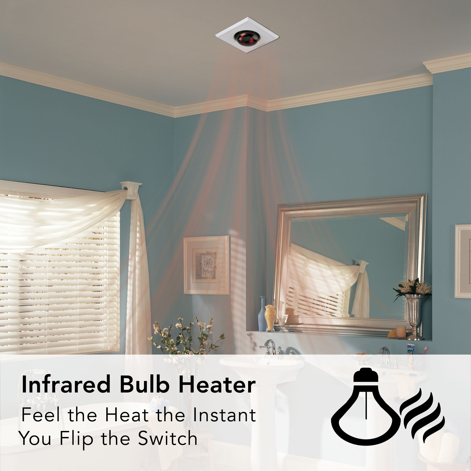 70 CFM OneBulb Heater/Ventilation Fan, 250W BR40 Infrared Bulb, 4.0 Sones 162M
