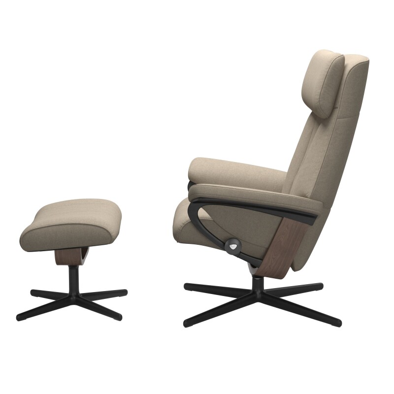 Stressless® Paul (M) Cross Base Recliner with Ottoman 1725317579814506