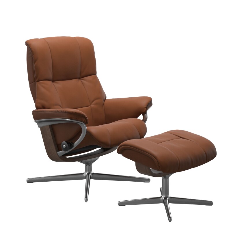 Stressless® Mayfair (M) Cross Base Recliner with Ottoman 1731317094404006