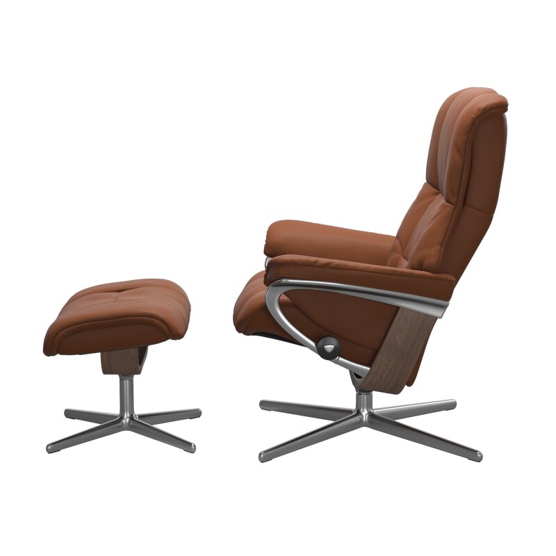 Stressless® Mayfair (M) Cross Base Recliner with Ottoman 1731317094404006