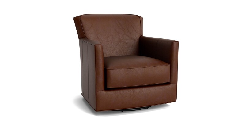 New American Living Leather Thin Track Arm Swivel Chair 174505L59
