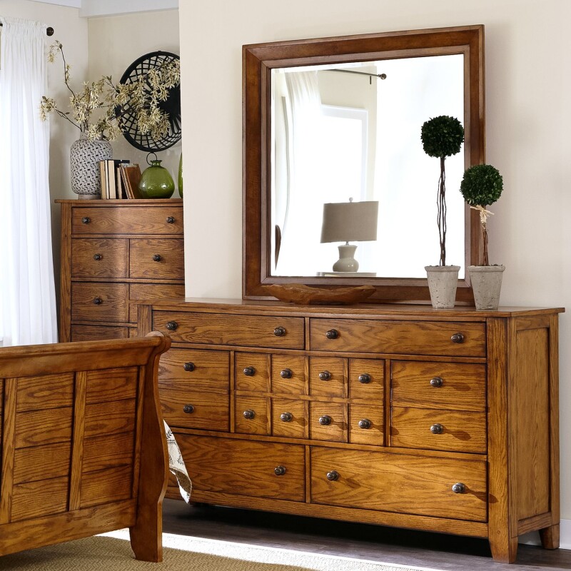 Grandpas Cabin King California Sleigh Bed, Dresser & Mirror, Night Stand 175BRKCSDMN
