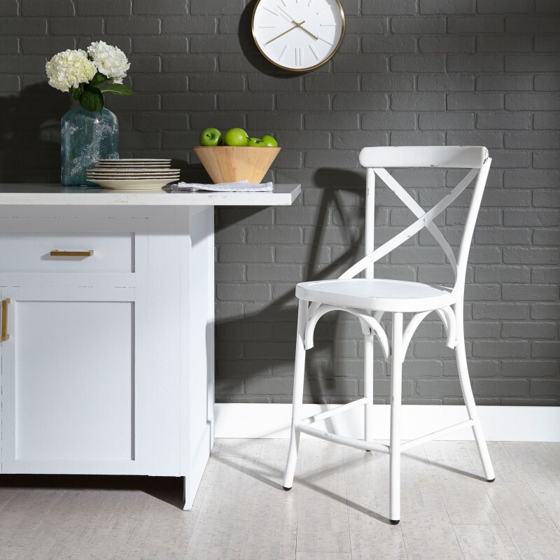 Vintage Series X Back Counter Chair - Antique White 179B300524AW