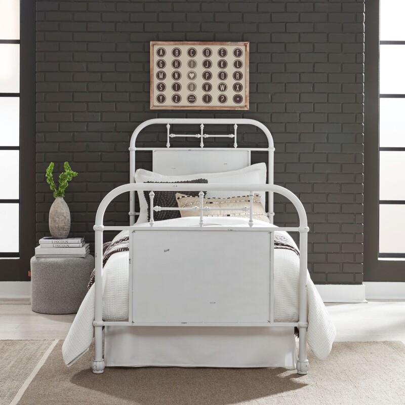 Vintage Series Twin Metal Bed - Antique White 179BR11HFRAW