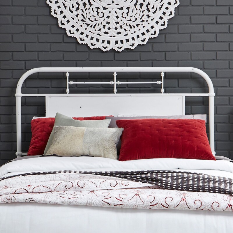 Vintage Series Queen Metal Headboard - Antique White 179BR13HAW