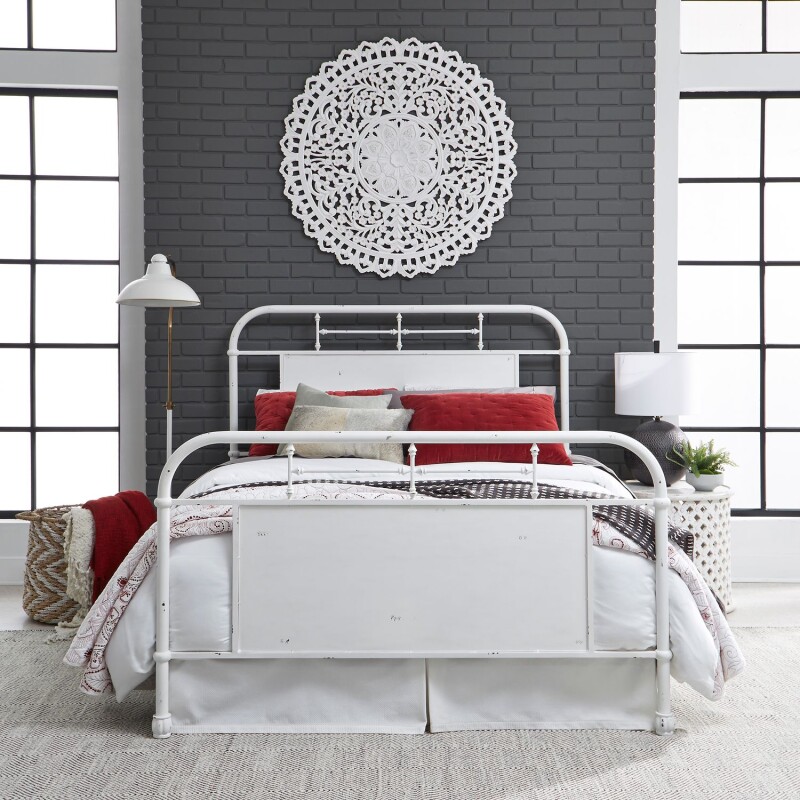 Vintage Series Queen Metal Bed - Antique White 179BR13HFRAW