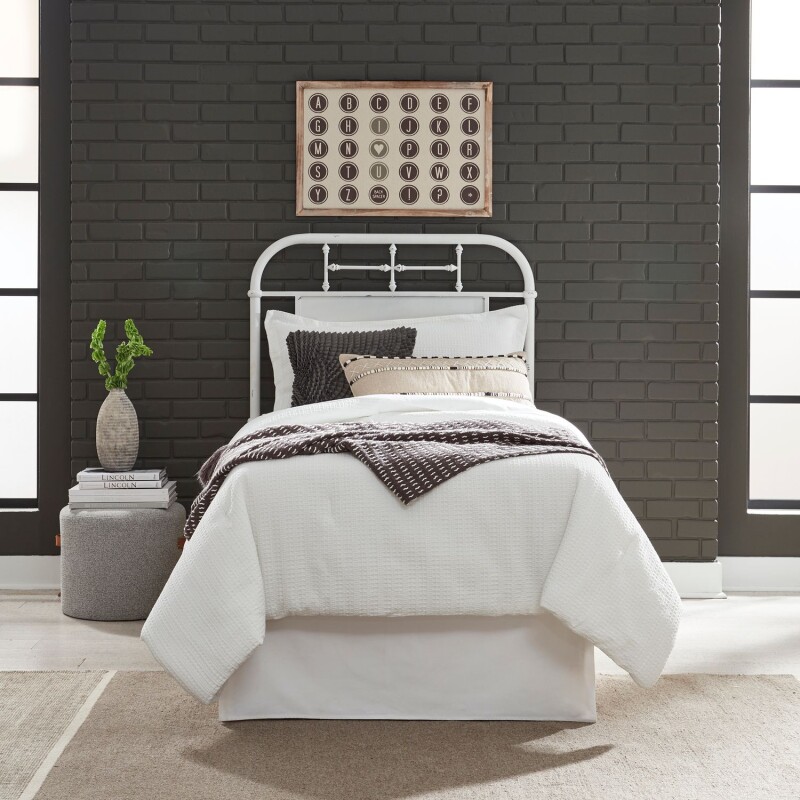 Vintage Series Full Metal Headboard - Antique White 179BR17HAW