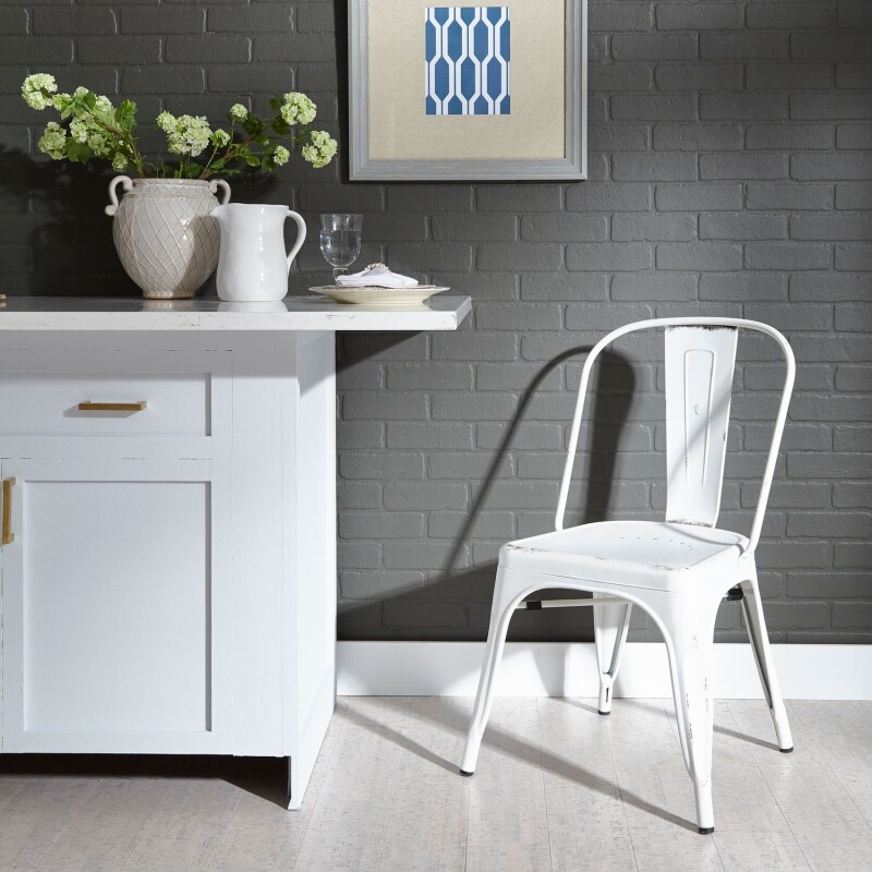 Vintage Series Bow Back Side Chair - Antique White 179C3505AW