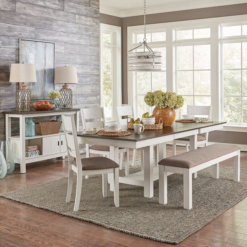 Brook Bay Optional 6 Piece Trestle Table Set 182CDO6TRS