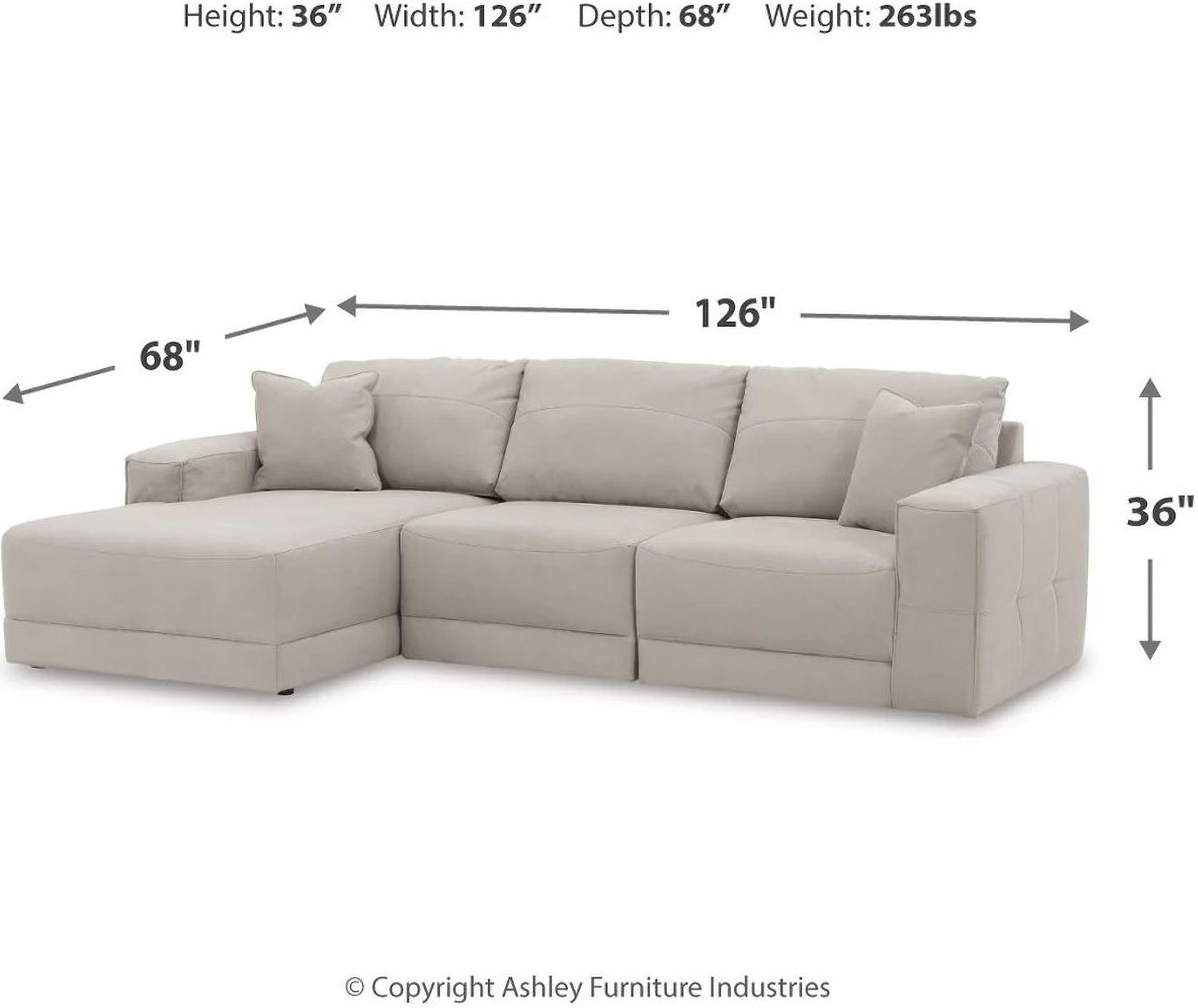 Next-Gen Gaucho 3-Piece LAF Chaise Sectional In Gray 18304S1