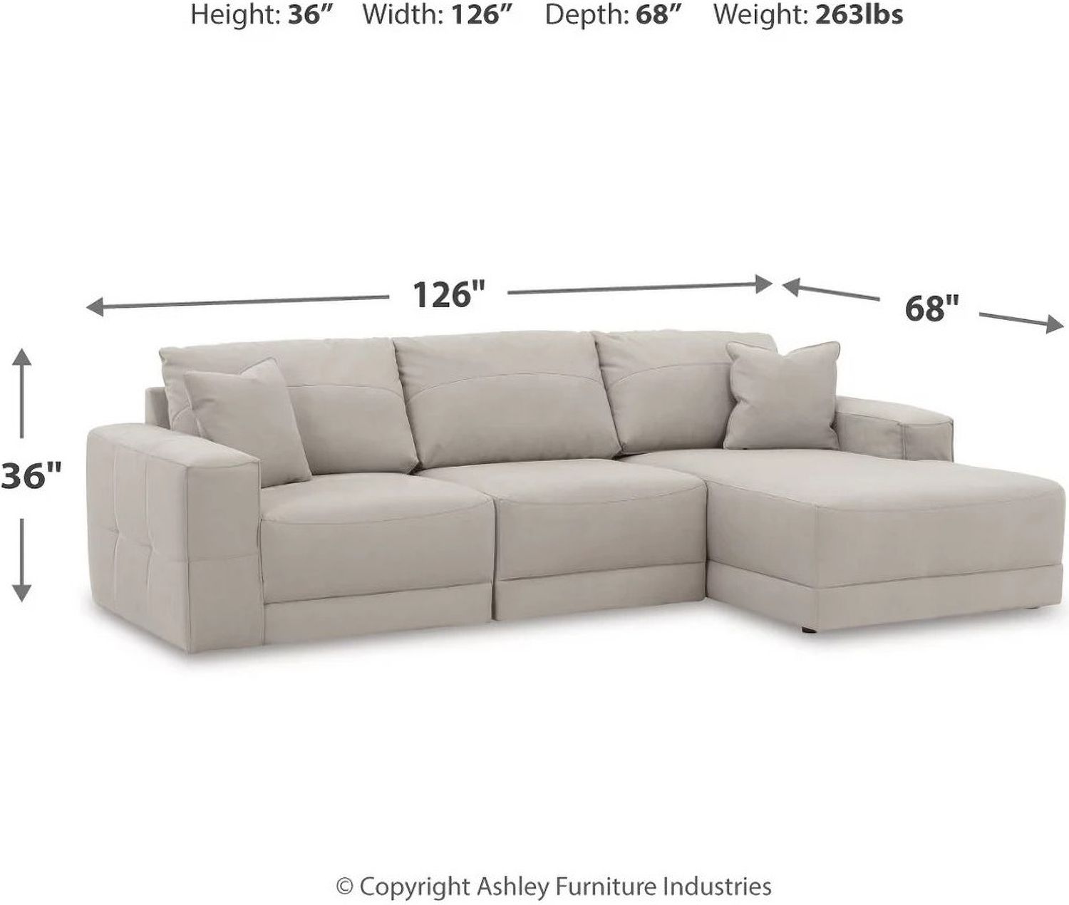 Next-Gen Gaucho 3-Piece RAF Chaise Sectional In Gray 18304S2