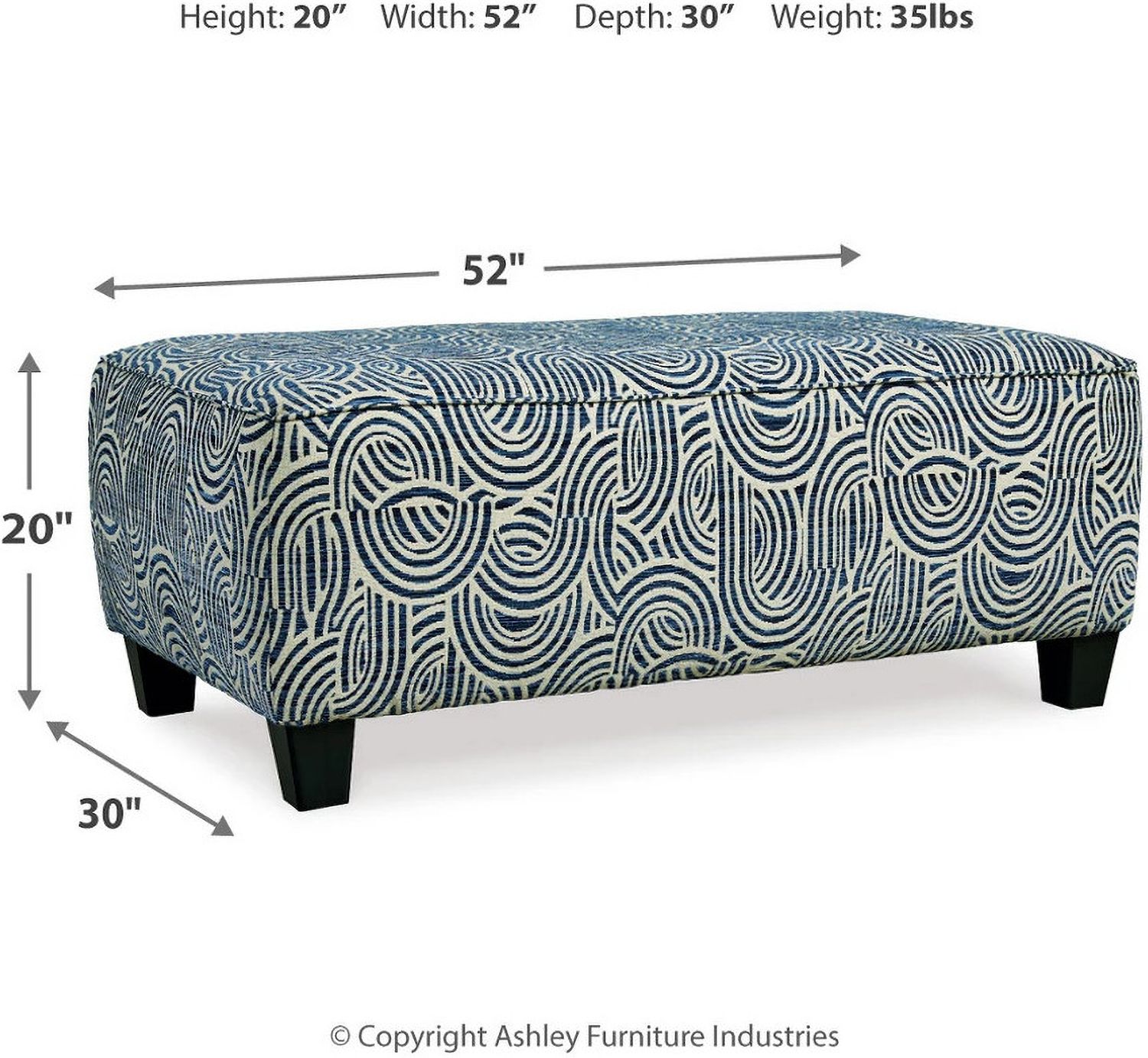 Trendle Oversized Accent Ottoman In Ink 1860308