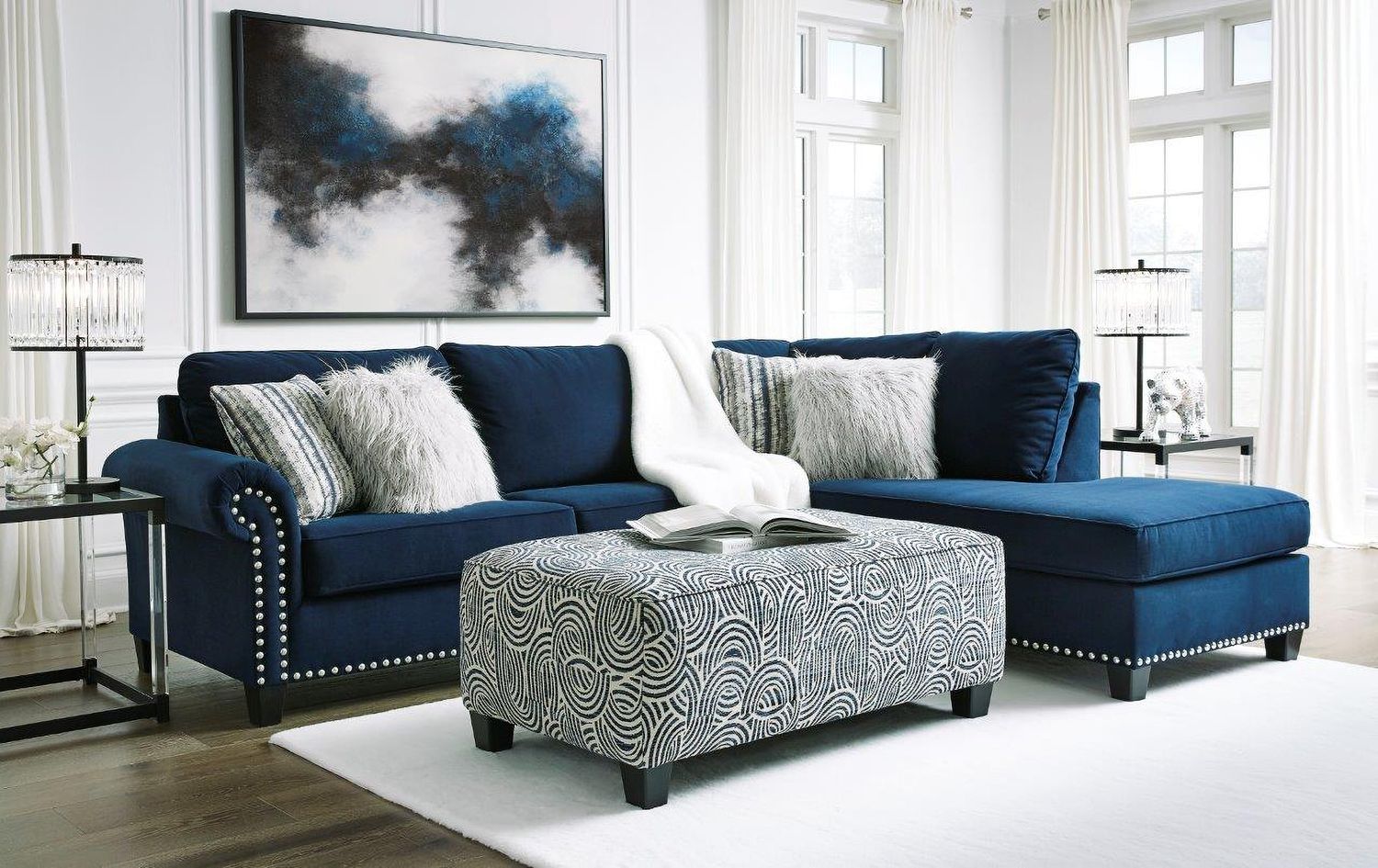 Trendle Oversized Accent Ottoman In Ink 1860308