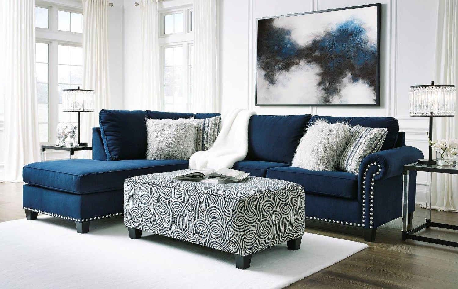 Trendle Oversized Accent Ottoman In Ink 1860308