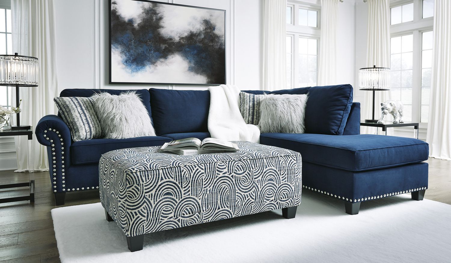 Trendle Oversized Accent Ottoman In Ink 1860308