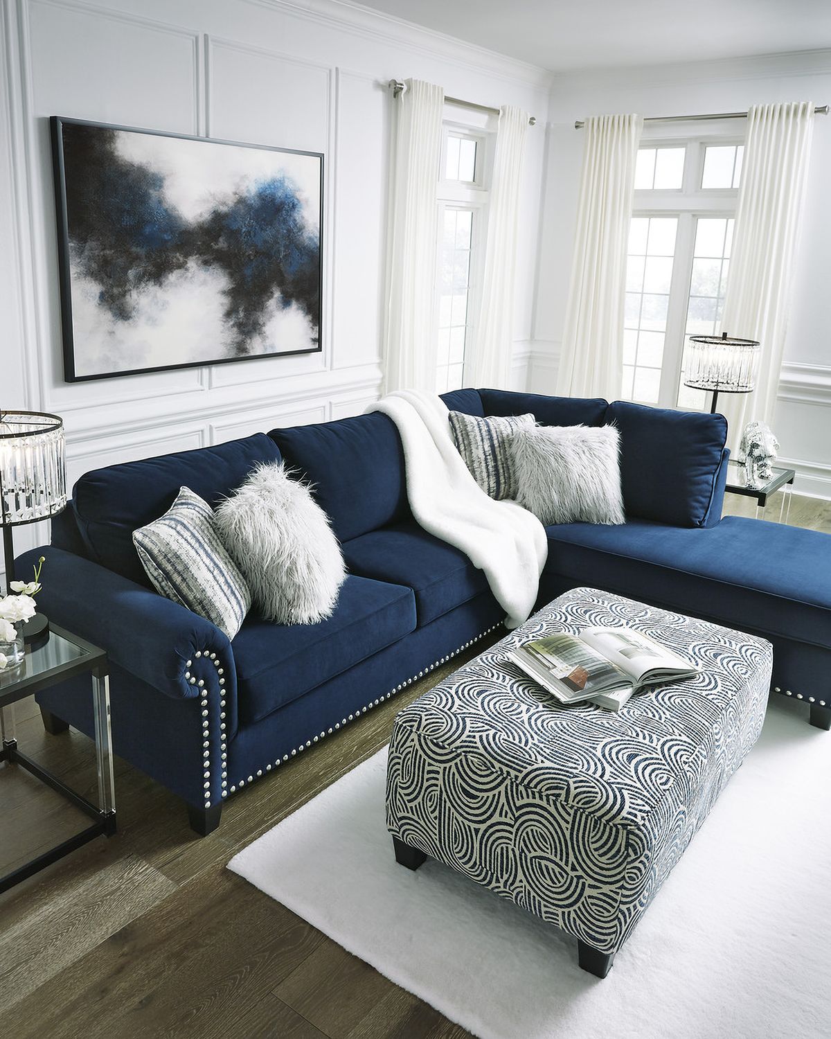 Trendle Oversized Accent Ottoman In Ink 1860308
