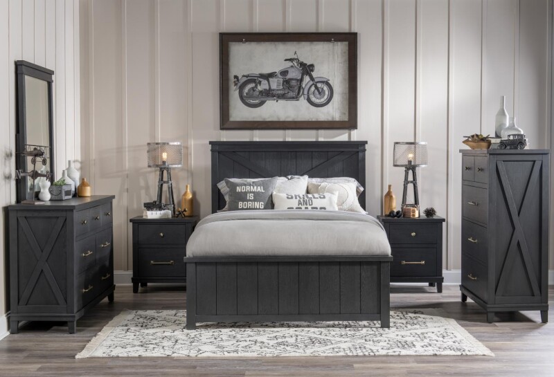 1860 Flatiron LK Complete Panel Bed Full 46 Black Finish 18604104K