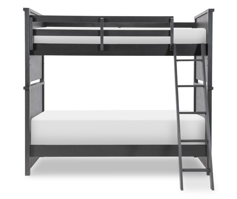 1860 Flatiron LK Complete Twin Over Twin Bunk Bed Black Finish 18608110K
