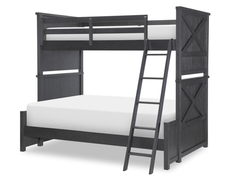1860 Flatiron LK Complete Twin Over Full Bunk Bed Black Finish 18608140K
