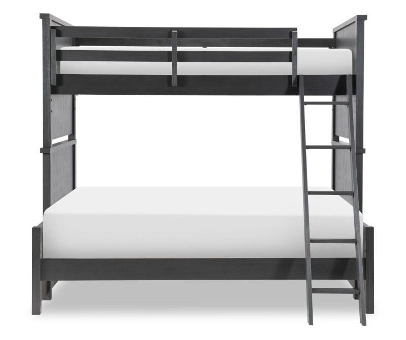 1860 Flatiron LK Complete Twin Over Full Bunk Bed Black Finish 18608140K