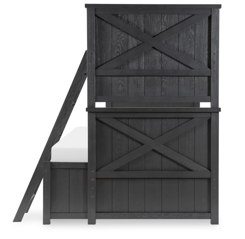 1860 Flatiron LK Complete Twin Over Full Bunk Bed Black Finish 18608140K