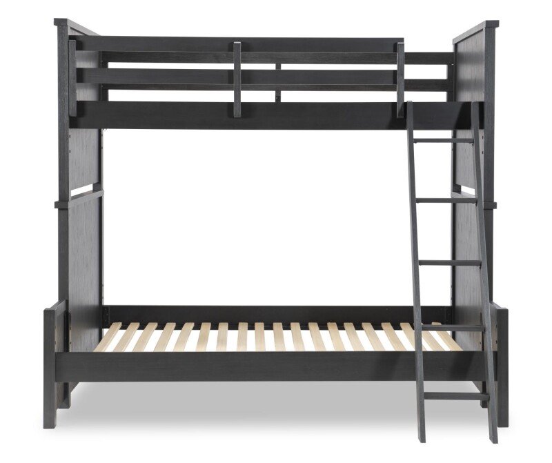 1860 Flatiron LK Complete Twin Over Full Bunk Bed Black Finish 18608140K