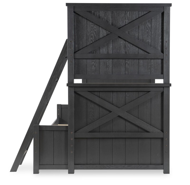 1860 Flatiron LK Complete Twin Over Full Bunk Bed Black Finish 18608140K