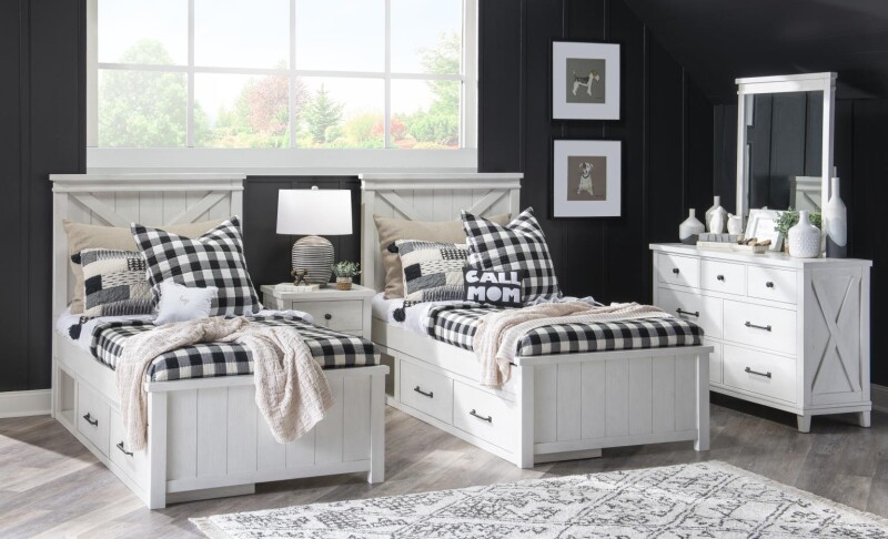 1861 Flatiron LK Complete Panel Bed Twin 33 White Finish 18614103K