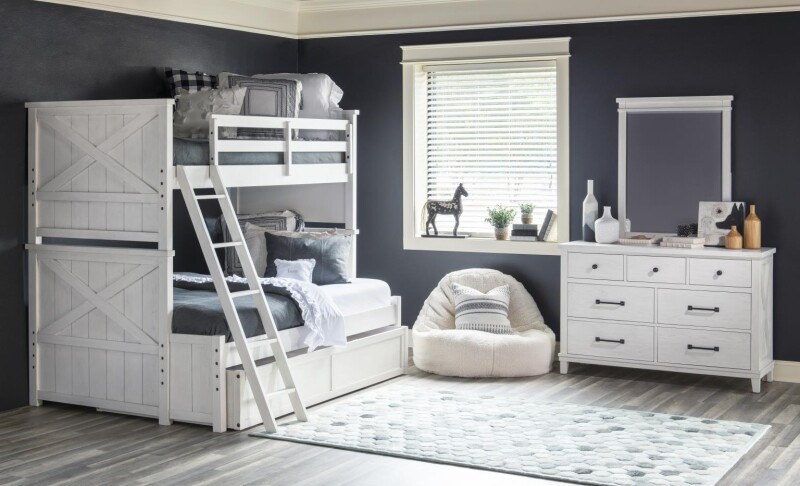 1861 Flatiron LK Complete Twin Over Full Bunk Bed White Finish 18618140K
