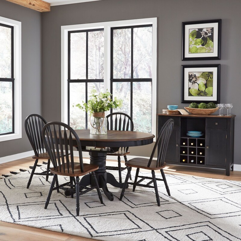Carolina Crossing 5 Piece Pedestal Table Set- Black 186BCD5PDS