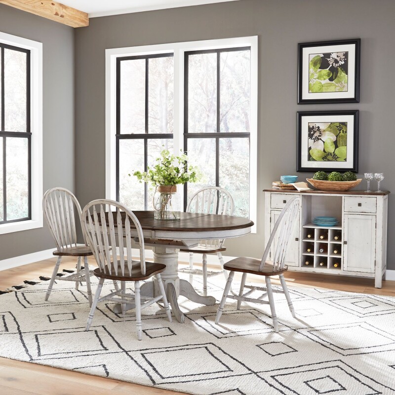 Carolina Crossing 5 Piece Pedestal Table Set- White 186WCD5PDS