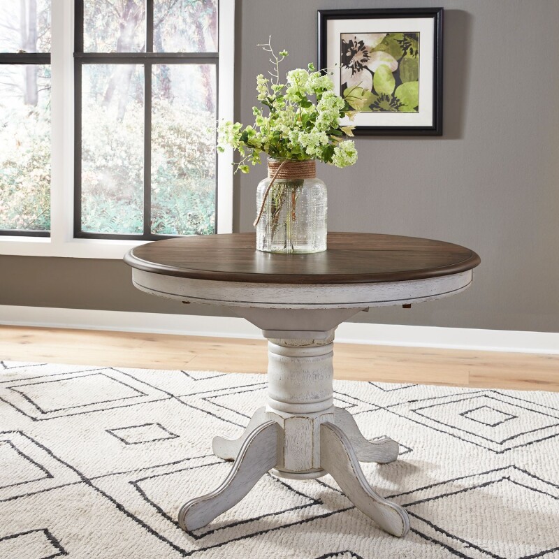 Carolina Crossing Pedestal Table Set- White 186WCDPED