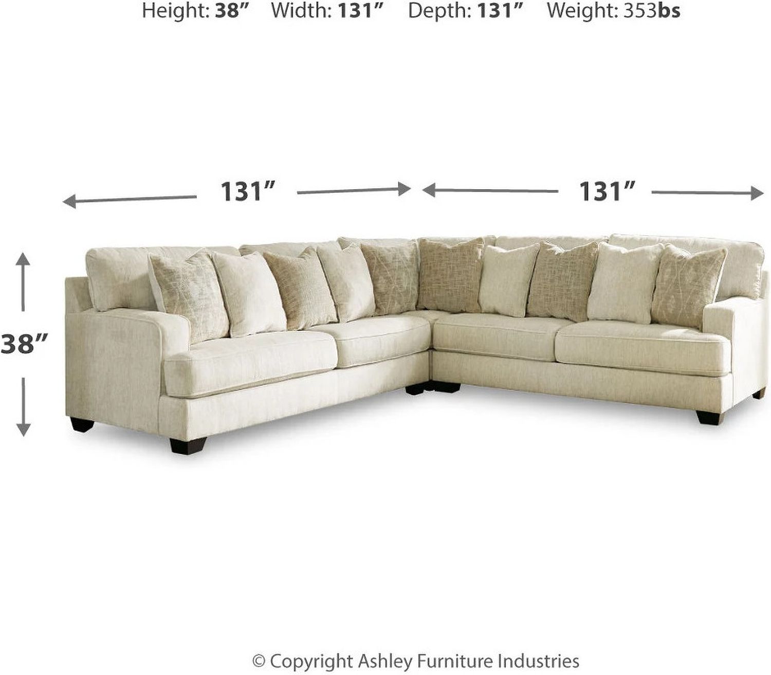 Rawcliffe 3-Piece Sectional In Parchment 19604S1