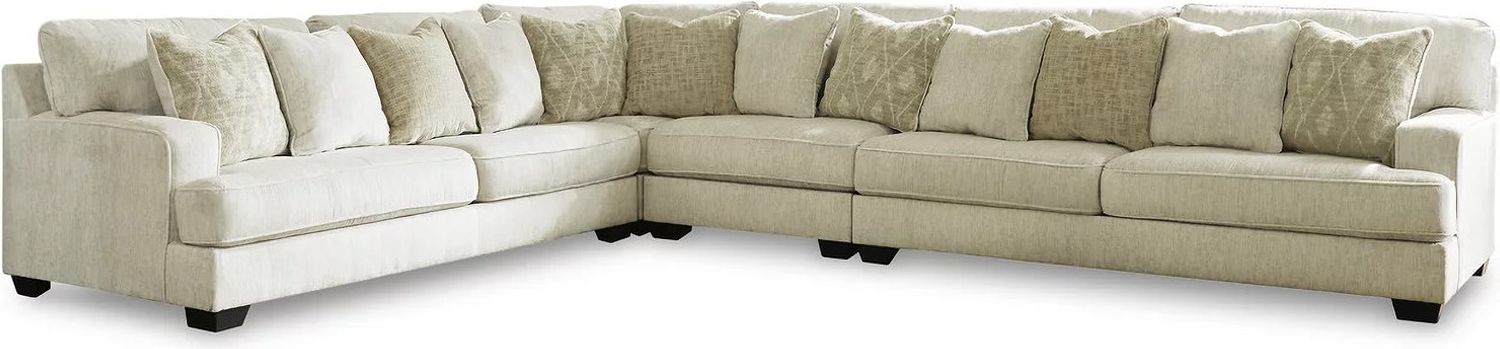 Rawcliffe 4-Piece Sectional with Ottoman In Parchment 19604U3