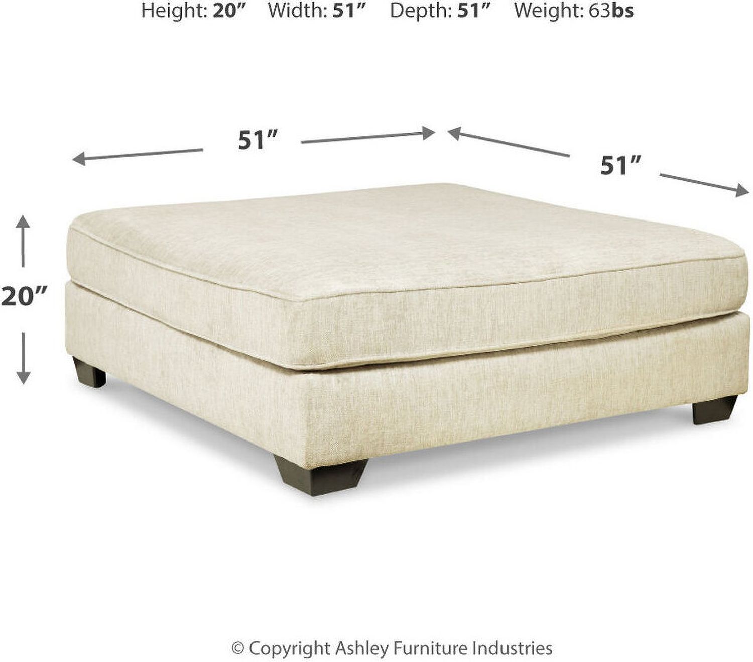 Rawcliffe 5-Piece Sectional and Oversized Ottoman In Parchment 19604U4
