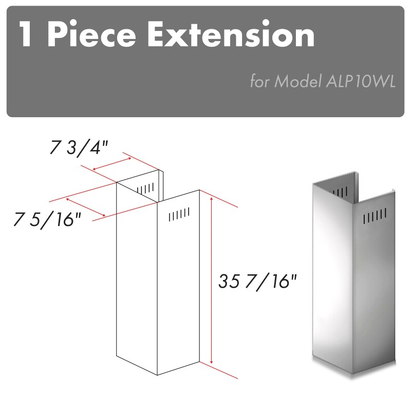 1-36" Chimney Extension for 9 ft. to 10 ft. Ceilings 1PCEXTALP10WL, product image 3 of 4