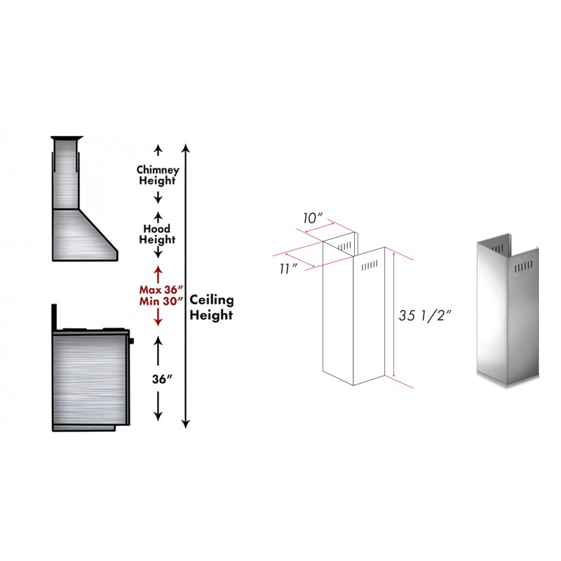 1-36" Chimney Extension for 9 ft. to 10 ft. Ceilings 1PCEXTALP70WL