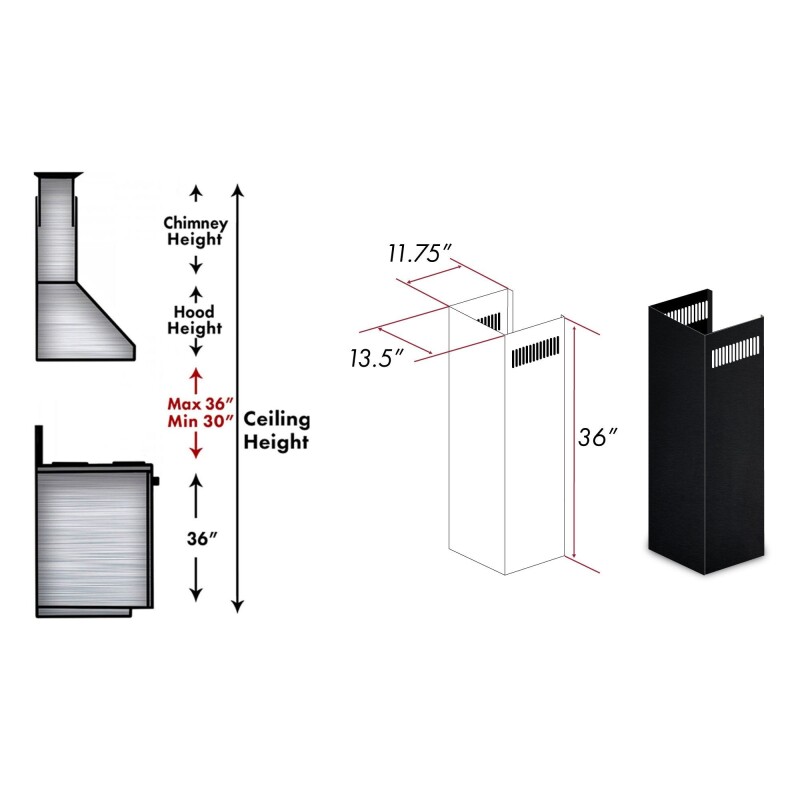 1-36" Chimney Extension for 9 ft. to 10 ft. Ceilings 1PCEXTBS655N