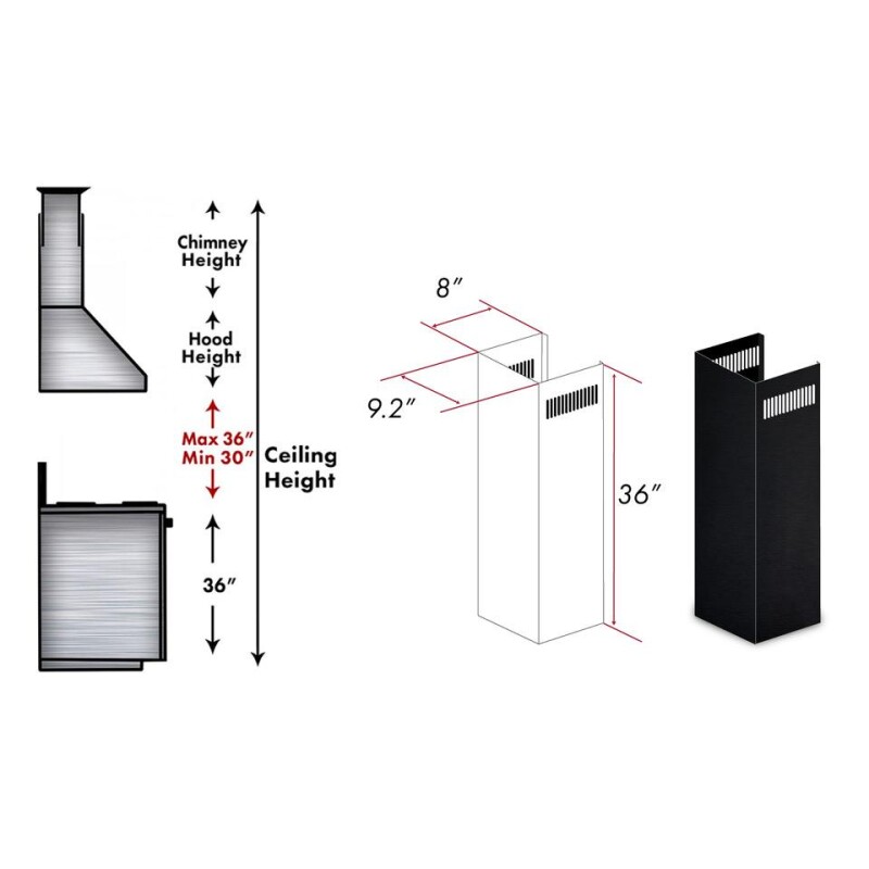 1-36" Chimney Extension for 9 ft. to 10 ft. Ceilings 1PCEXTBSKBN